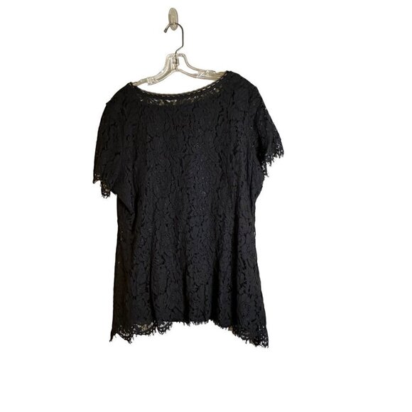 Isaac Mizrahi Live! Black Women's Shell with Lace Overlay Size 1X - Picture 6 of 9